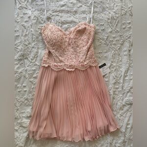NWT Kimberly Boutique Light Pink Size 2 Beaded Silk Dress with Corset Back